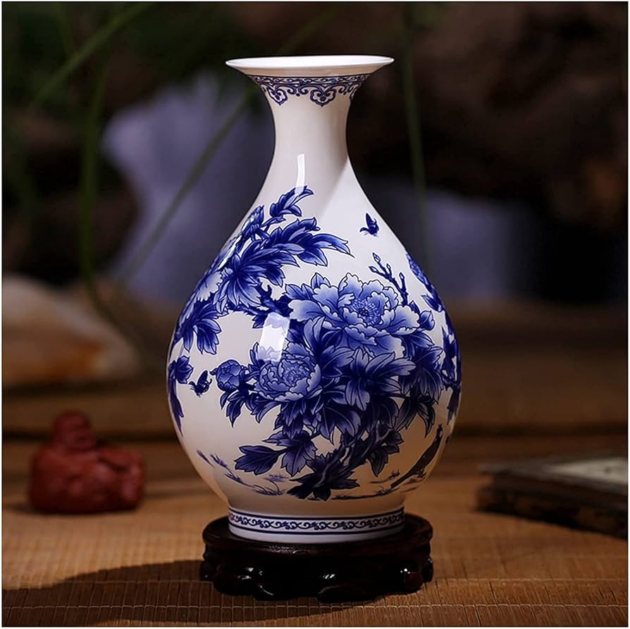 Amazon.co.jp: 中国陶磁器景徳鎮青白磁器花瓶 ファインボーン