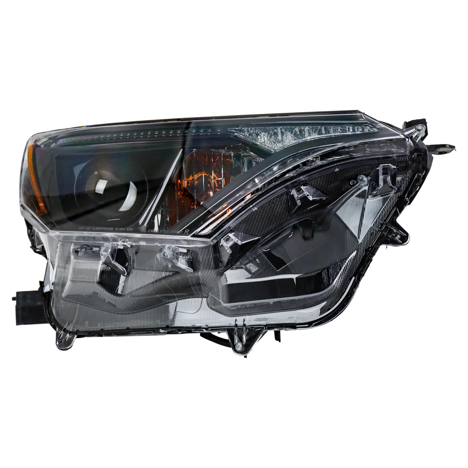 TRQ Passenger Side Headlight Assembly Halogen Black Bezel Compatible with 2016-2018 Toyota RAV4 North American Built TO2503268