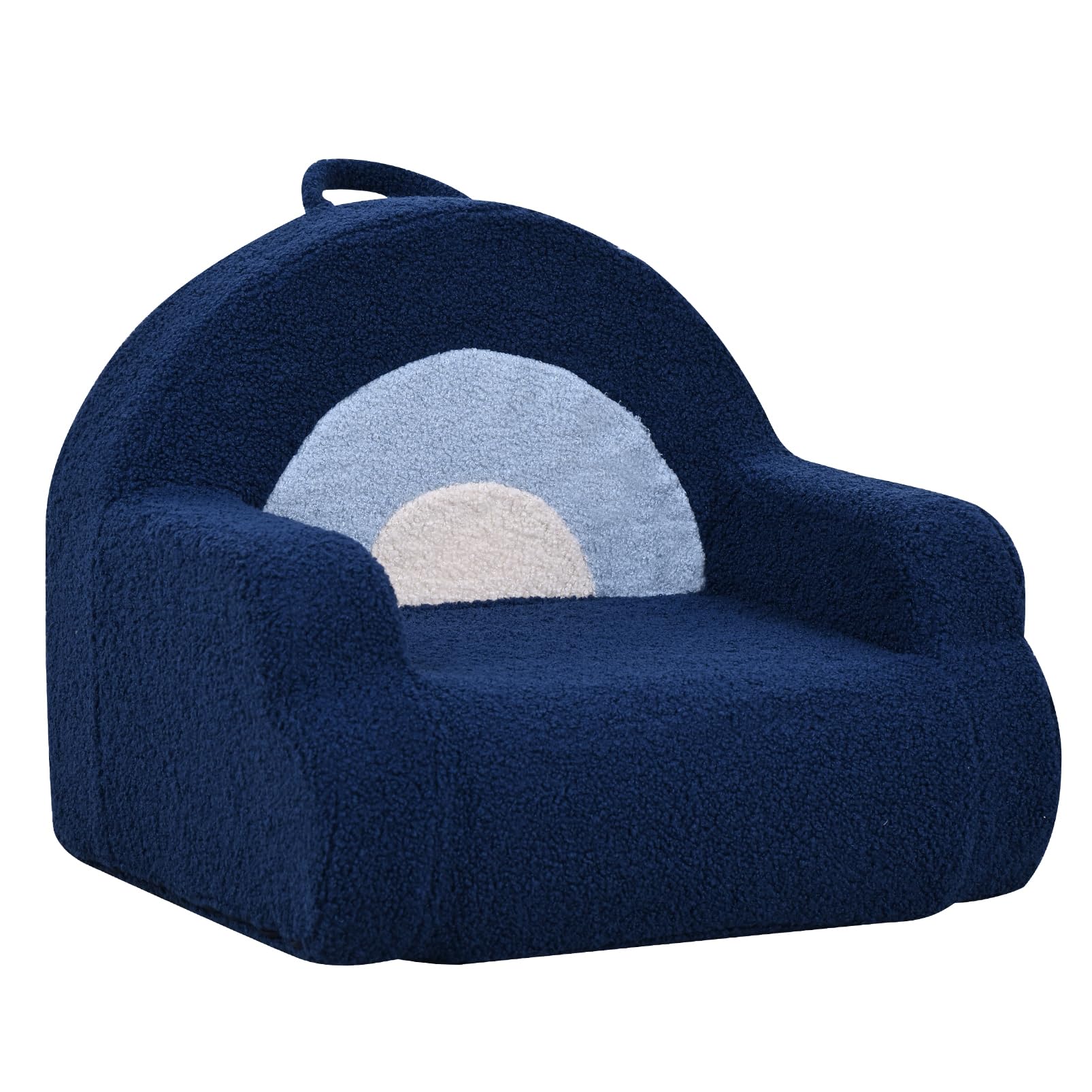 Yoonnie room Foam Kid Sofa Chair, Rainbow PatternToddler Sofa,Portable Baby Chair with Teddy Fabric,Soft Kids Armchair for 3 Years Sitting or Playing (Blue)