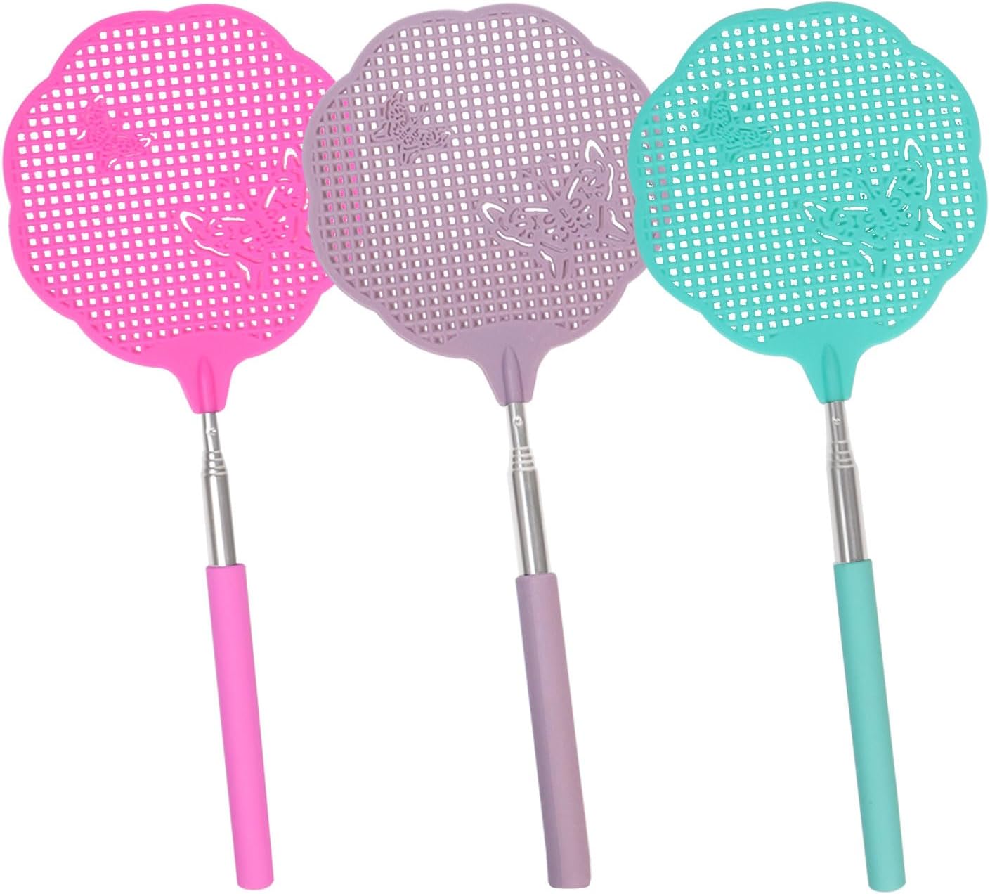 Qaziuy 3Pack Retractable Fly Swatter,Manual Fly Swatter Plastic Fly