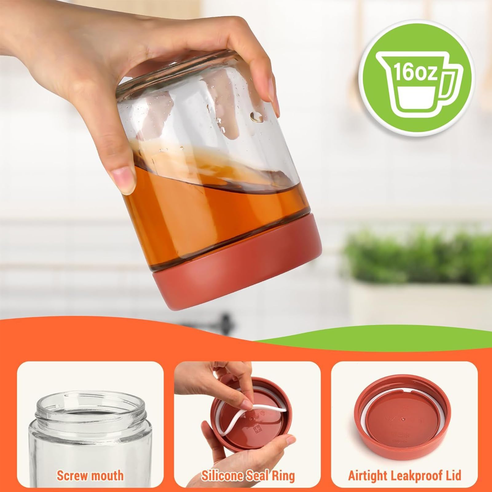 Pots Overnight Oats 4 Bocaux en Verre Hermétiques 450 ml avec Couvercles