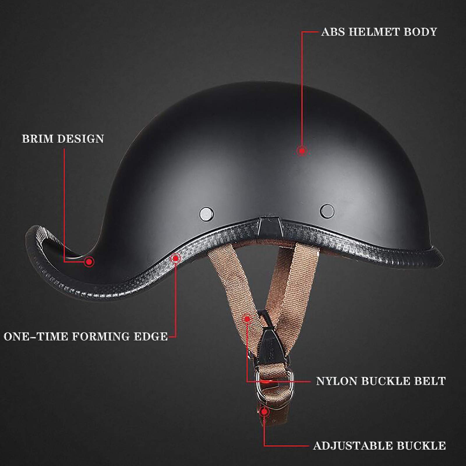 Motorhelmen Brain-Cap · Halfschaal Jethelm Scooterhelm ECE-Certificering Scooterhelm Chopper Retro Cruiser Road Riding Halfschaalhelm Met Vizier G,XXL