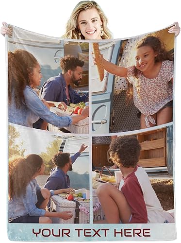 Miniatura 1 de Abybela Mantas personalizadas con fotos, mantas con fotos personalizadas con mis propias fotos, manta personalizada regalos para el día de la madre,