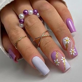 Neon Flower Press-On Nails – 24PCS Short Square Fake Nail Set, Vibrant 3D Floral Design on Glossy Black Base, Acrylic Reusable Nails with Strong Adhesive Tabs, Easy DIY Manicure