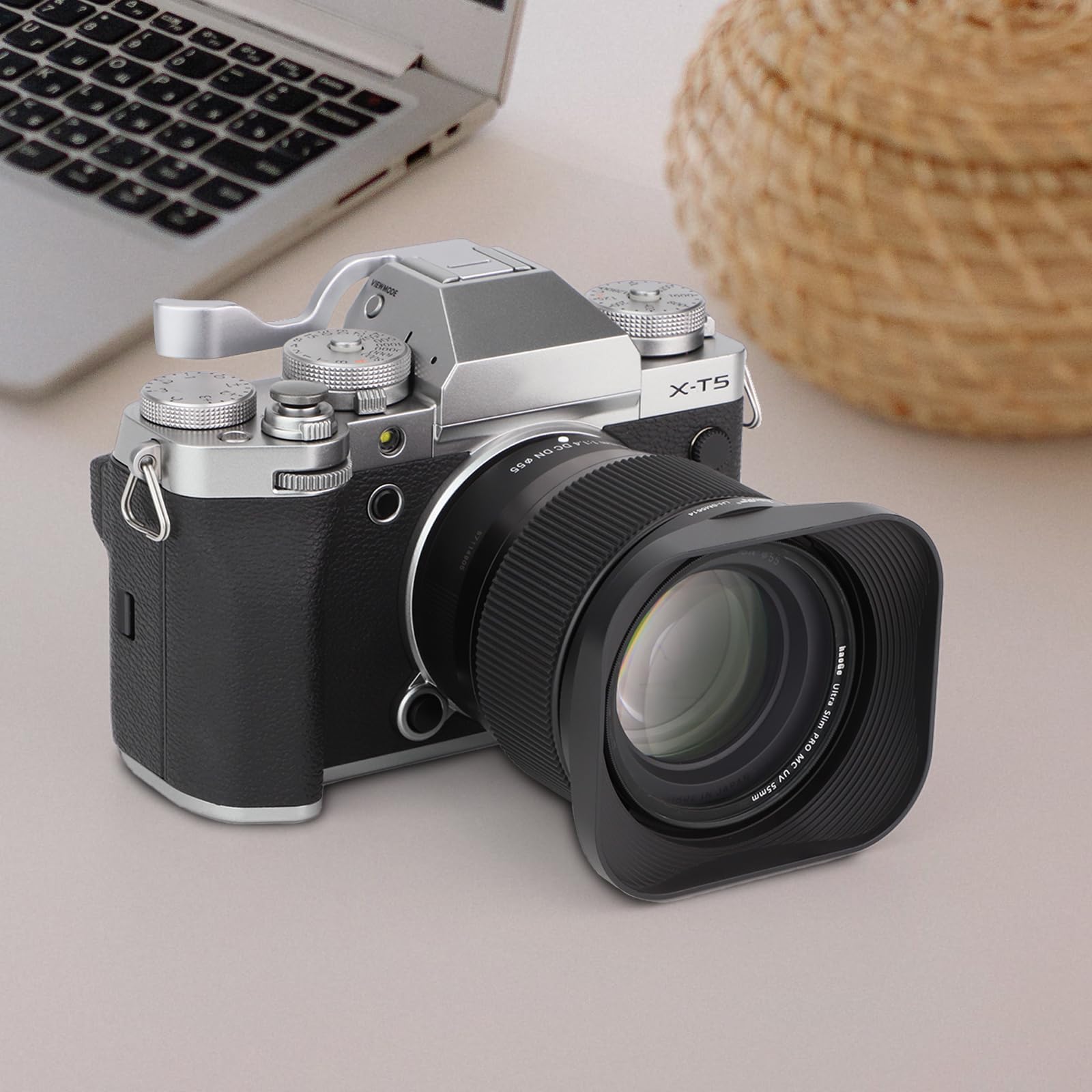 Haoge Quadratische Gegenlichtblende aus Metall für Sigma 56 mm F1.4,18-50 mm F2.8 DC DN | zeitgenössisches Objektiv, LH-SM5614 Bajonett, AM LH-SM5614 A1