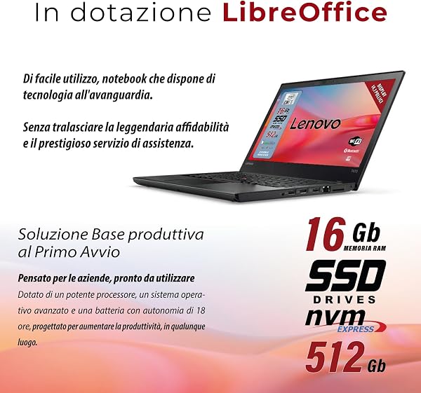 Lenovo, Pc portatile Intel Core i5 Pronto All'Uso con Pacchetto libre office, Notebook Con Display HD da 14", Ram 16Gb, SSD 512Gb, Garanzia Italiana (Ricondizionato) - 2