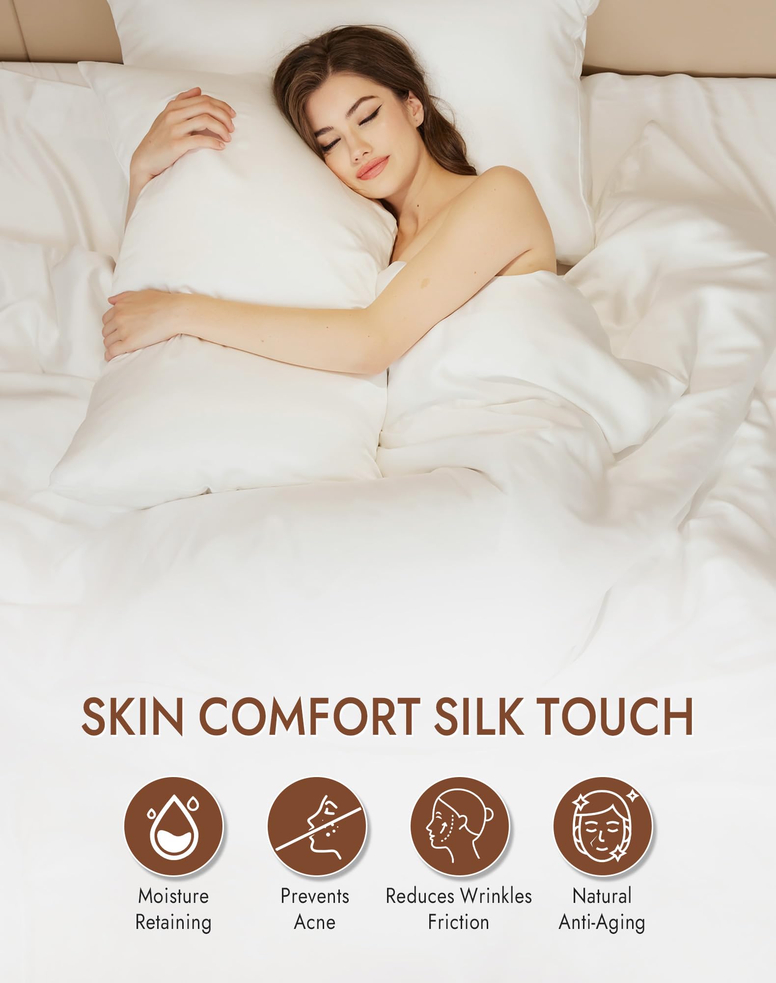 SilkSilky 22 Momme Pure Organic Silk Pillow Cases for Hair & Skin Queen