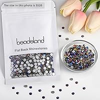 Vista 539 de Beadsland Diamantes de imitación de cristal con parte trasera plana, gemas redondas para arte de uñas y manualidades, pegamento fijo, violeta