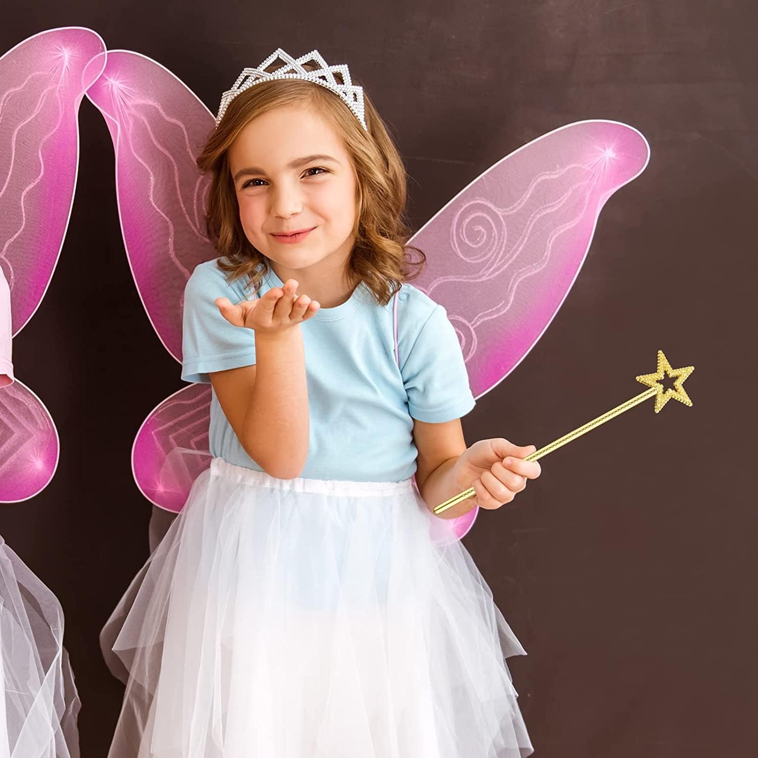 48 Pcs 13 Inch Star Wand Baton Angel Wands Angel Fairy Wand Plating Wand Sticks for Princess Birthday Party Wedding Halloween Christmas Costume Cosplay Dress up Accessorie (Gold)
