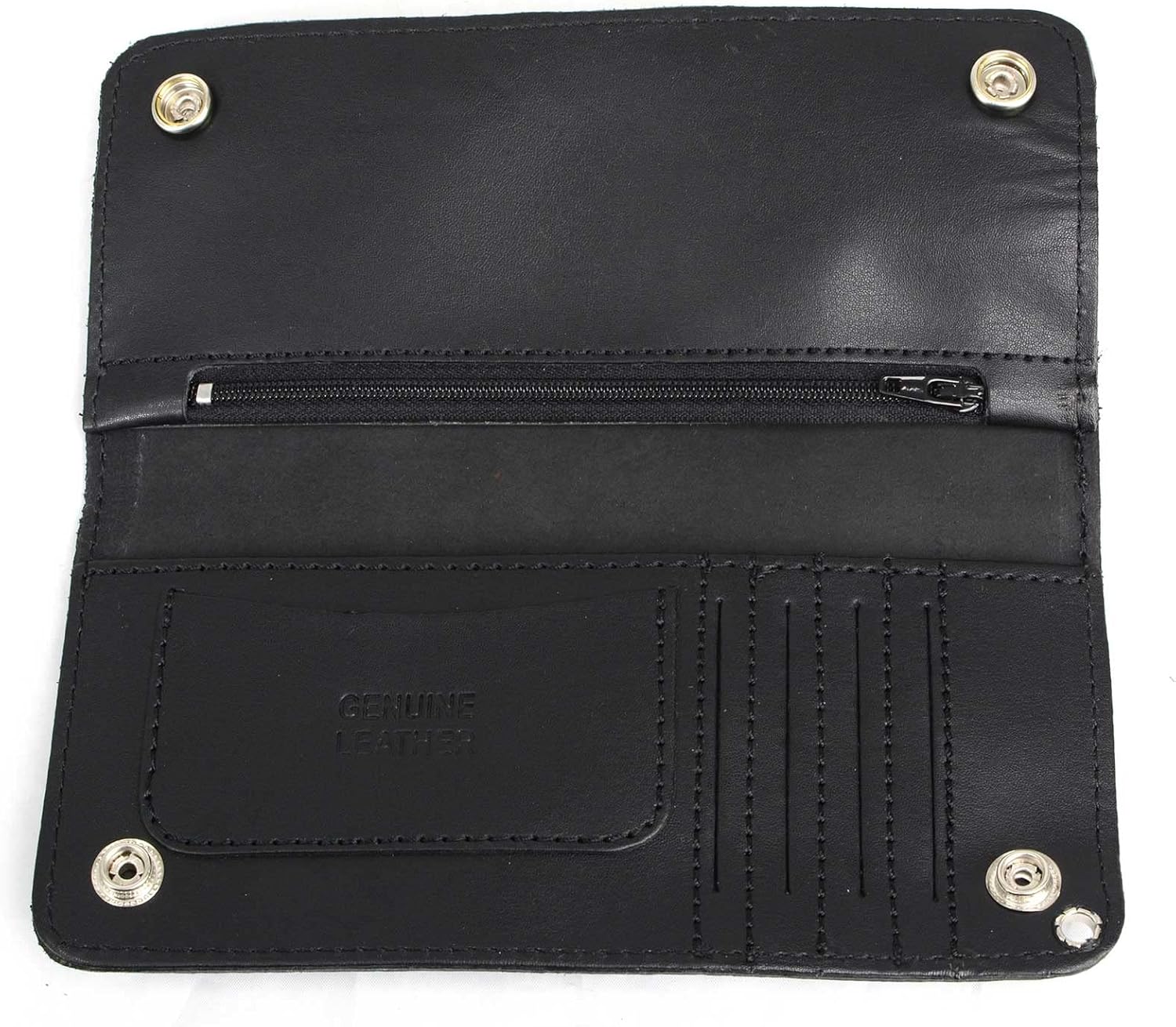 Milwaukee Leather MLW7806 Men's 8” Leather Long Bi-Fold Biker Wallet w/Anti-Theft Stainless Steel Chain - One Size