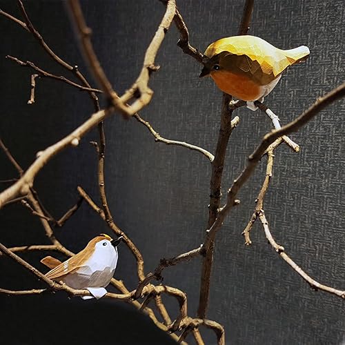 Miniatura 7 de Decoración de pájaros tallados de madera hecha a mano, figuras de pájaros esculpidos pintadas a mano, decoración del hogar, estatua de pájaro,