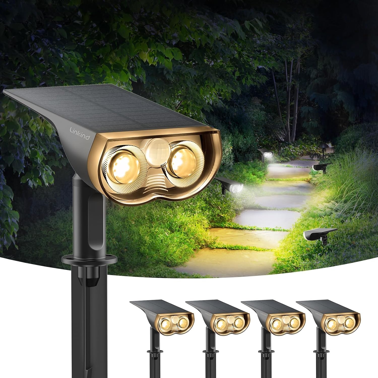 Btfarm Lot De 8 Spots Solaires Pour Extérieur, Jardin, 72 LED, IP65, étanche, éclairage De Jardin, Arbre Blanc Chaud