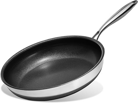 KITEXPERT Non Stick Frying Pans, 12-Inch Titanium Ceramic Pan Nonstick Stainless Steel Skillet, Dishwasher-Friendly, PFOA Free Cookware, Induction Ready, Compatible with All Cooktops