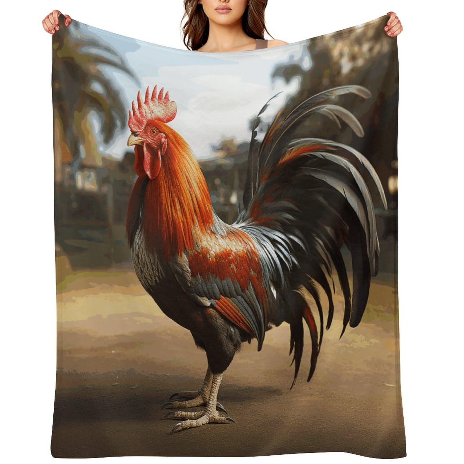 Flannel Fleece Throw Blanket - 30"x40" Super Soft Plush,Lightweight Wrinkle Resistant Cozy Proud Rooster Blanket for Couch Sofa Bed Travel Camping and Gift