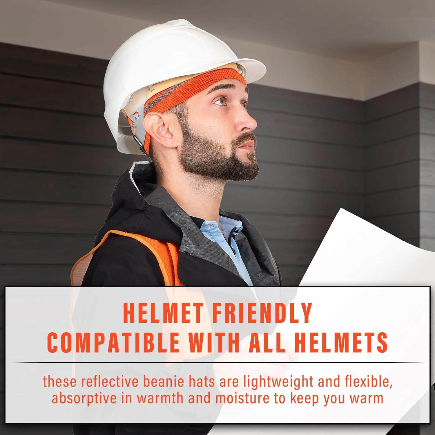 Geyoga 12 Pcs Reflective Knit Hat Winter Safety Beanies Fleece Lined Hi Vis Hat Warm Knitted Cap for Adult Work Running - Image 7