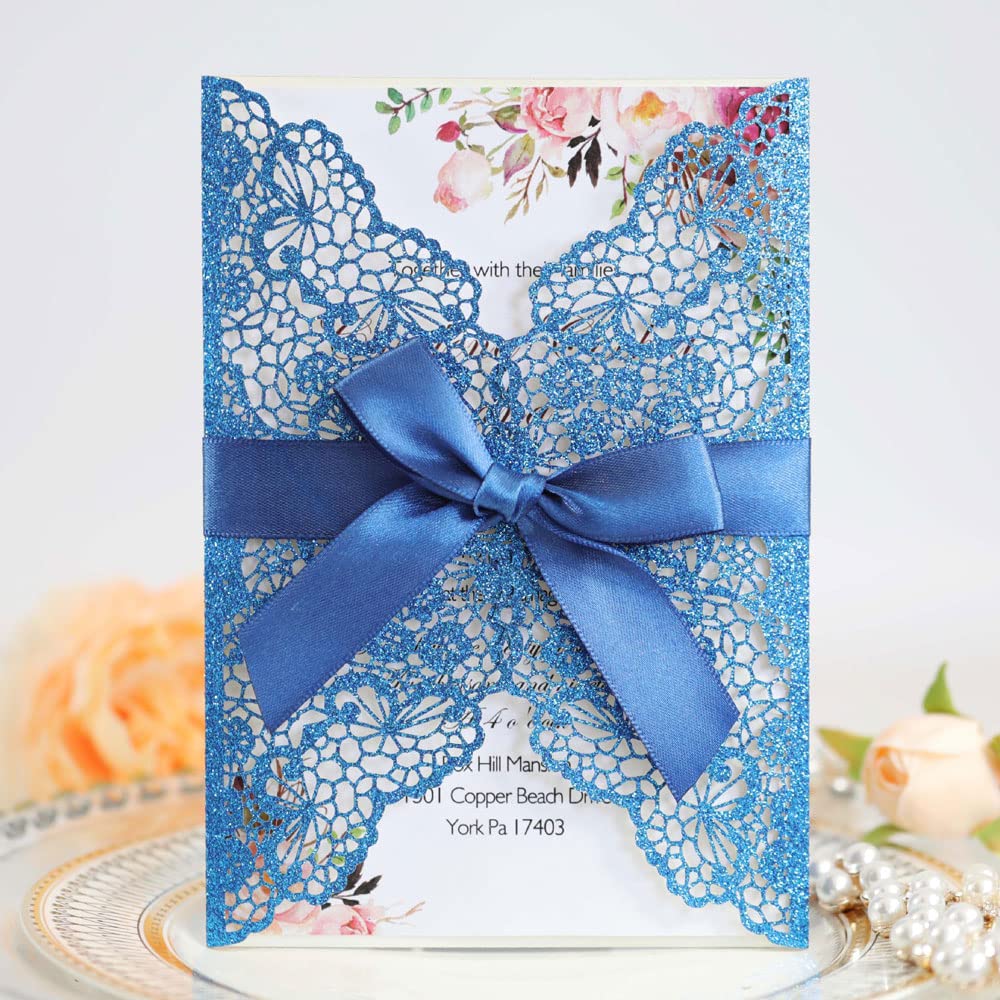 Faire-part de mariage or rose découpé au laser, papeterie de luxe pour réception chic x50