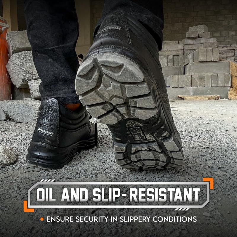 Men’s Steel Toe Work Boots – Slip-On Waterproof Safety Shoes for Construction, Warehouse & Outdoor Jobs | Lightweight, Slip-Resistant & Durable Work Boots for Men4
