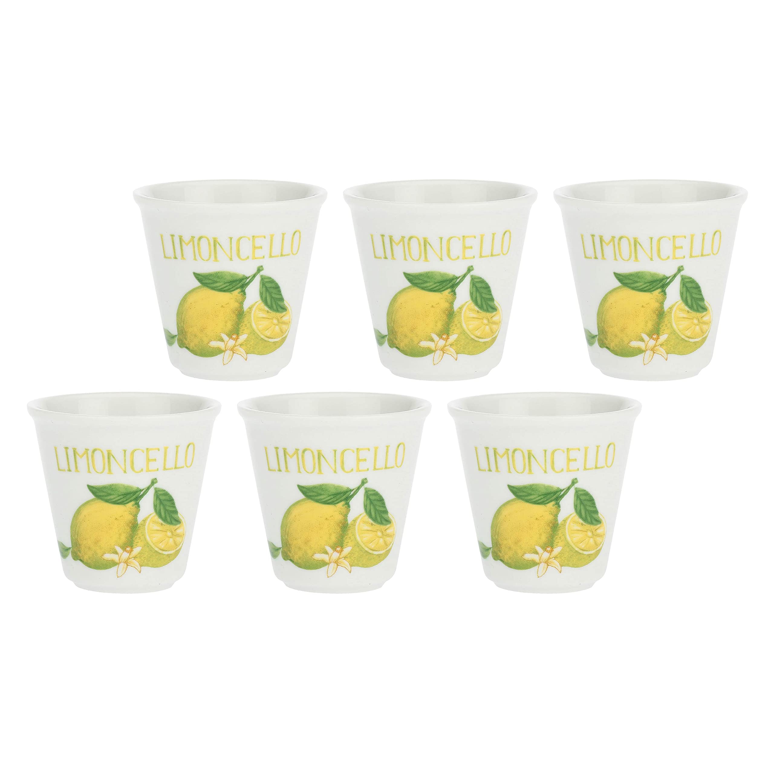La porcelaine blanche Liquorelli Lot de 6 verres Liquorino Limoncello 75 ml Porcelaine
