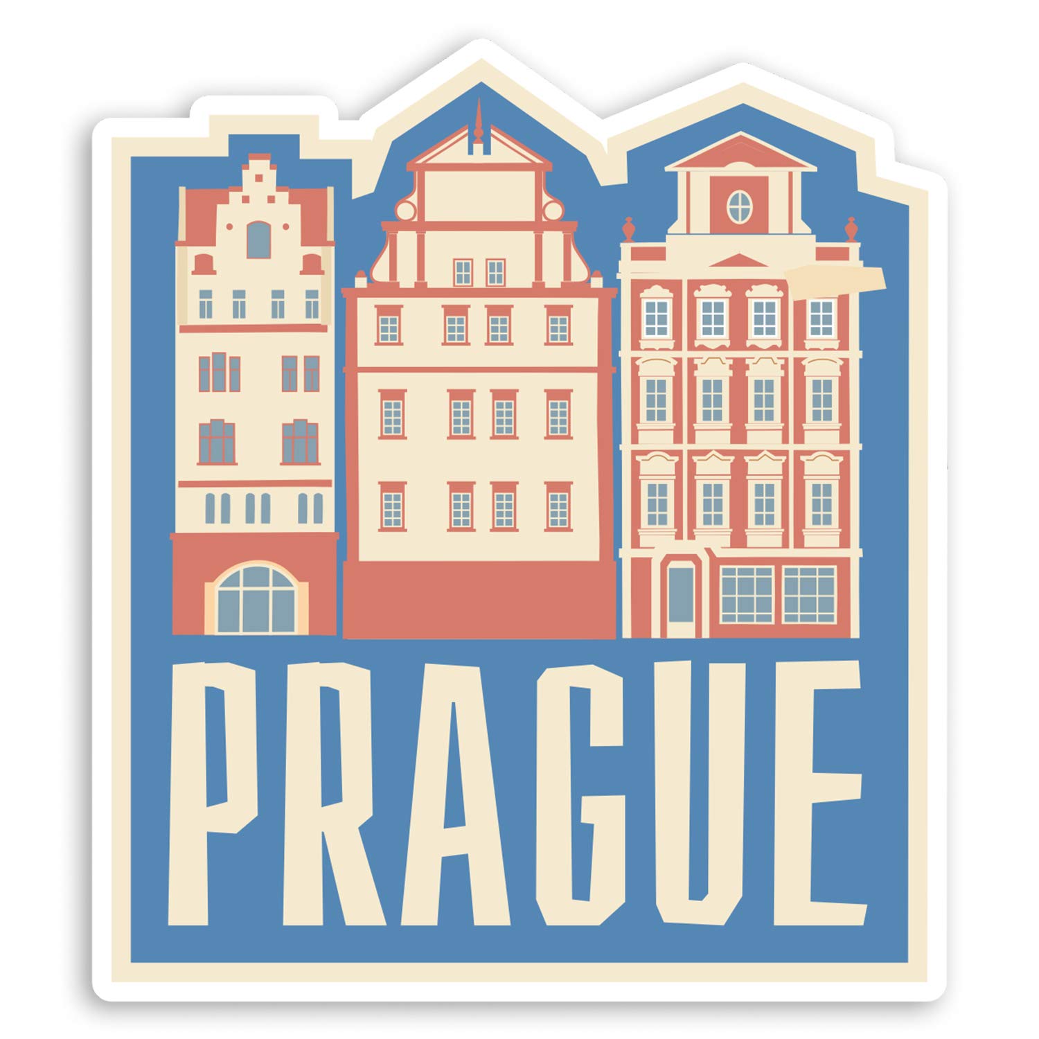 Destination Vinyl Ltd Multi 2 X 10Cm Prague Czech Republic Vinyl Stickers - Travel Luggage Sticker #20944 (10Cm Tall)
