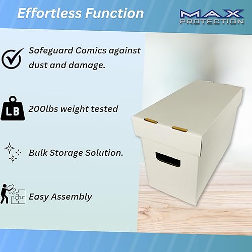 Miniatura 2 de Max Protection Caja de almacenamiento - Capacidad para 150-175 cómics, juego de 3, color blanco