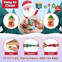 Vista 2 de Jerify 24 piezas de patos de goma de Navidad, oso, pingüino, perro, juguetes a granel, alivio del estrés, mochi, medias de Navidad, bolsas
