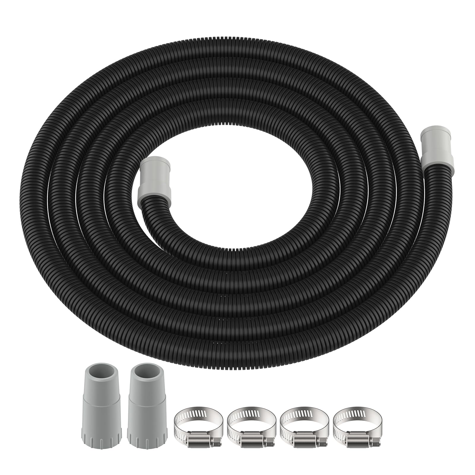 Canister Filter Ribbed Hosing A20015 with Rubber Adapter Replace for Fluval 307/407/306/406/305/405 Aquarium Filters Pumps, 9.8 Ft Fish Tank Intake Output Hose Kit for Fluval