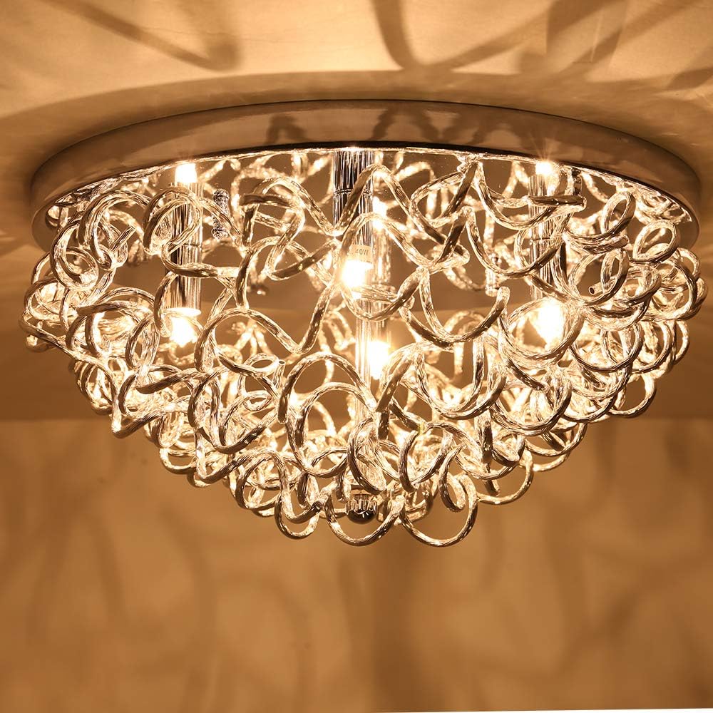🔥 Modern Flush Mount Ceiling Light,Golden Metal Contemporary Ceiling Lighting Cage Pendant Lighting Lamp Fixture 4x40W G9 Bulbs for Hallway,Restaurant,Warehouse,Barn,Living Room, Kitchen