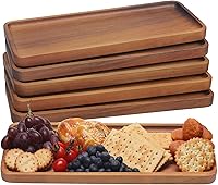 MakeYourHomeCozier 6-Pack Acacia Wood Serving Trays - 14x5.5" Mini Charcuterie Boards, Cheese Platters for Kitchen, Parties, Home Decor