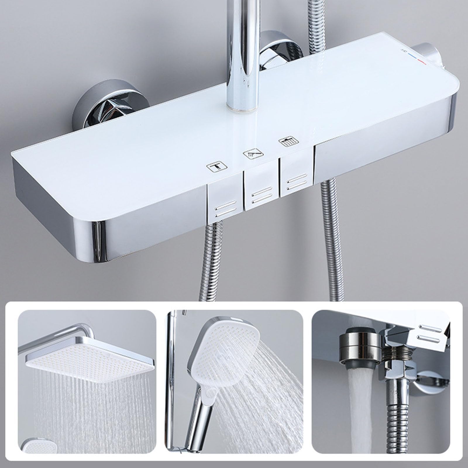 Columna de Ducha Piano de 150cm con Grifo para Bañera Cromado