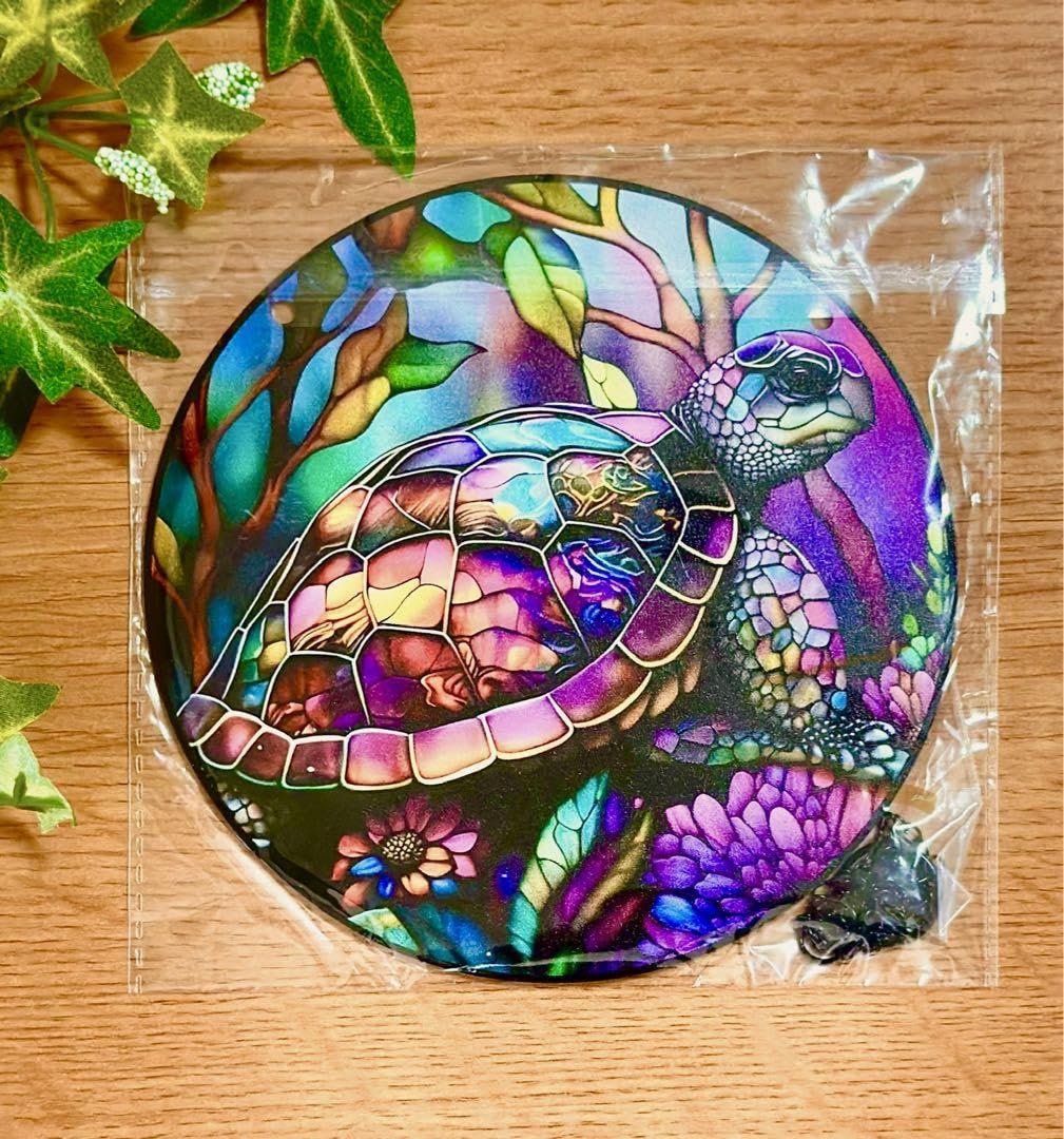 うめこ◆ステンドグラスフラワーベース◆イルカ・クマノミ・ウミガメ・サンゴ ステンドグラス・ウミガメ - KGLASS GALLERY | minne byGMO