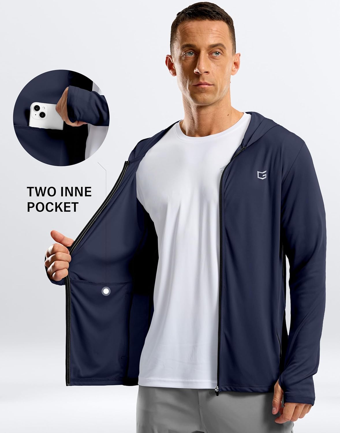 G Gradual Men's UPF 50+ Sun Protection Hoodie Jacket Lightweight Full Zip Hoodies Long Sleeve Shirts for Men Hiking Fishing - Image 6