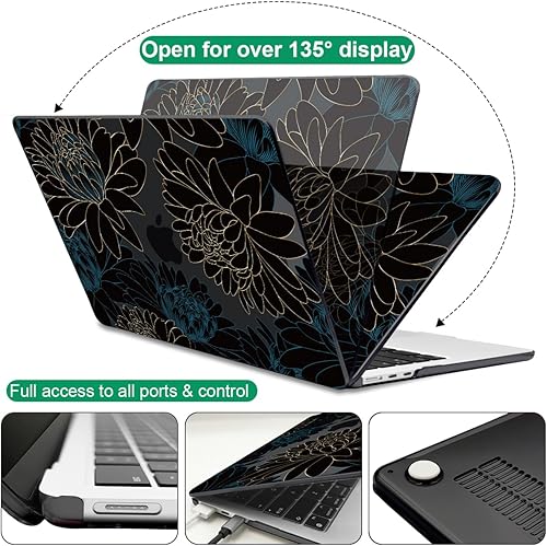 Miniatura 5 de Funda para MacBook Air de 13.6 pulgadas M3 2024 A3113 2023 2022 A2681 M2 pantalla de retina líquida Touch ID, funda rígida de plástico con patrón de