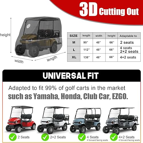 Miniatura 2 de Funda impermeable para carrito de golf, tela resistente de grado marino, universal para la mayoría de las marcas de 22+24+2 pasajeros Yamaha, Honda,