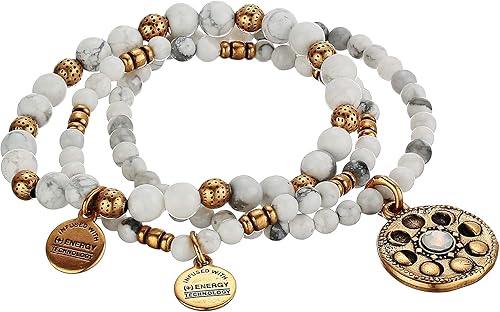 Alex and Ani Juego de 3 pulseras elásticas de fase lunar, oro rosa, talla única, Metal