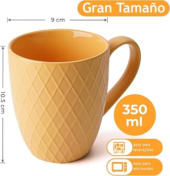 MIAMIO - Large coffee cups (6 × 350 ml), set of 6 - Palmanova (Red)