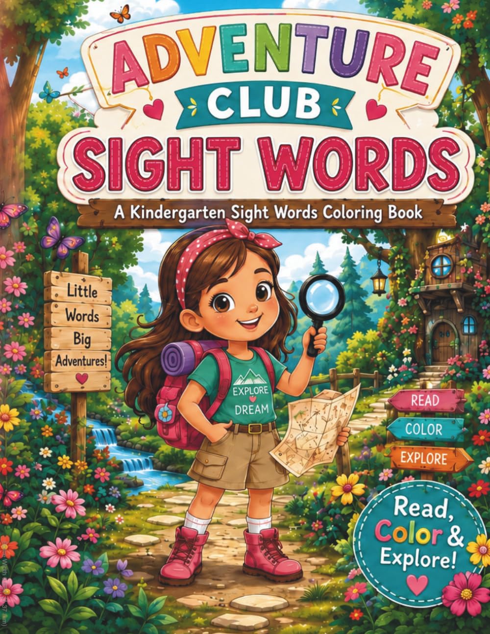 Adventure club sight word: A kindergarten sight words coloring book .
