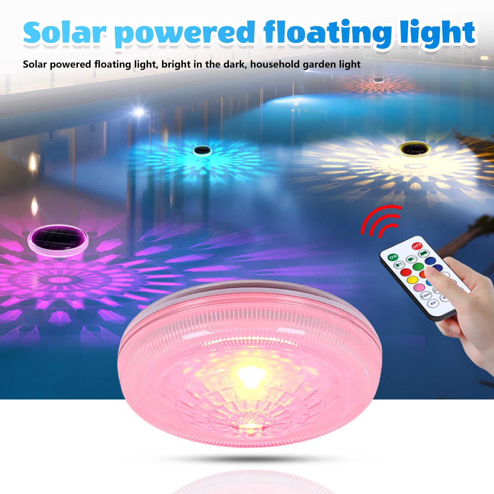 Lot De 2 Lumière Piscine Flottante, Lampe Piscine Rgb Led Avec Télécommande Et 9 Couleurs, Étanche Ip67 Éclairage Solaire De Piscine, Lumière Piscines Solaire Pour Spa, Fontaine, Étang, Jardin