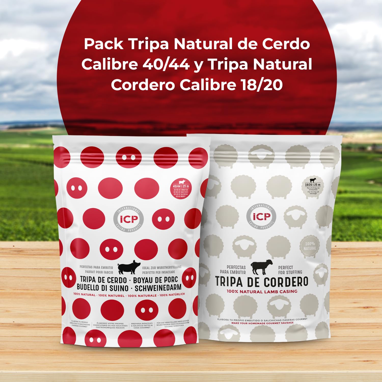 Tripa natural de cerdo para embutidos Caseros 25 m (Pack 40/44 y 18/20) — view 2