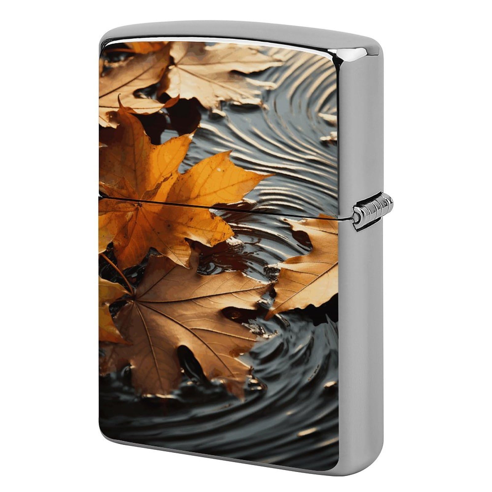 Fall Leaves Lighter Case Vintage Metal Lighter Cover Reusable Lighter Protective Sleeve Unique Design Personalized Lighter Sleeve Holder Against Dust and Scratches