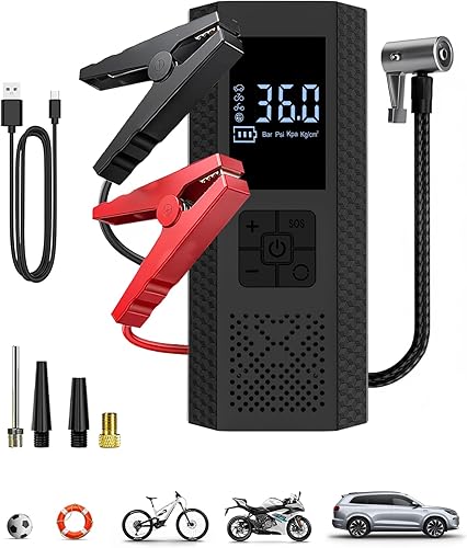 Paquete de batería de arranque de coche de 4000 A para motores de gasolina de hasta 8.0 L y 7.0 L diésel, caja de salto portátil de 74 Wh de 12 V