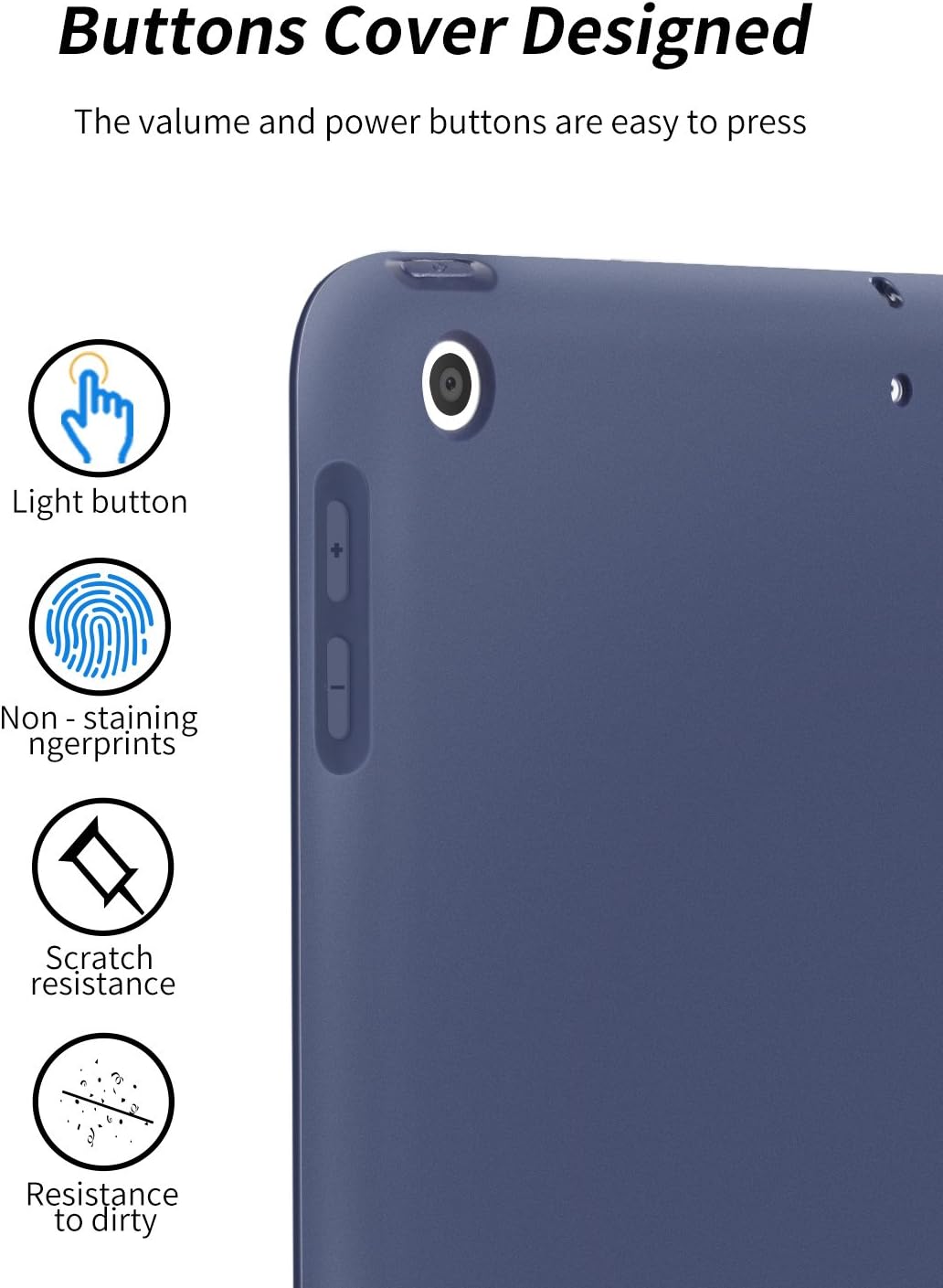 VAGHVEO iPad 9.7 inch 2018/2017 Case, Lightweight Trifold Stand Smart iPad 6th Generation Cases [Auto Sleep/Wake] with Soft TPU Back Cover for Apple 5th Generation (A1893/A1954/A1822/A1823), Navy Blue