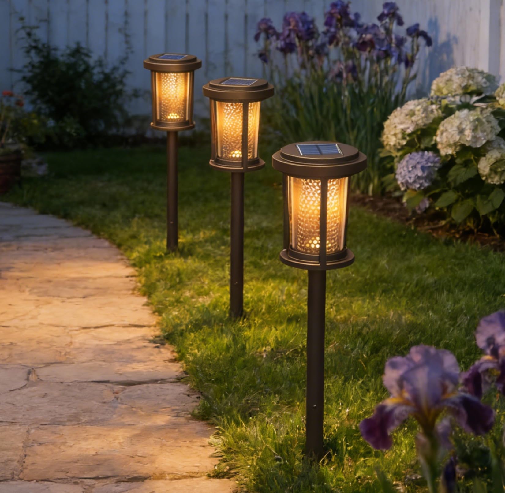 Solar Yard 4-Pack Solar Pathway Lights Outdoor Solar Powered Landscape Lighting with Honeycomb Structure Garden Path Lights Outside
