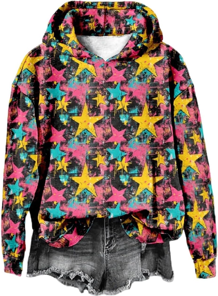 Women’s Oversized Hoodies Lightweight Crewneck Long Sleeve Pullover Tops Loose Drop Shoulder Hooded Sweatshirt