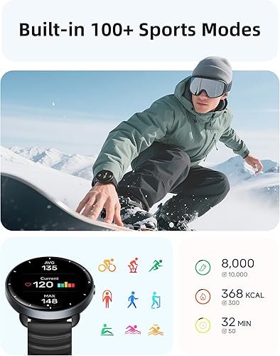 Miniatura 5 de Parsonver Swimming Smart Watch, 5ATM Waterproof for Pool & Open Water, Built-in GPS & Compass, AMOLED Screen Fitness Tracker with 100+ Sports Modes,