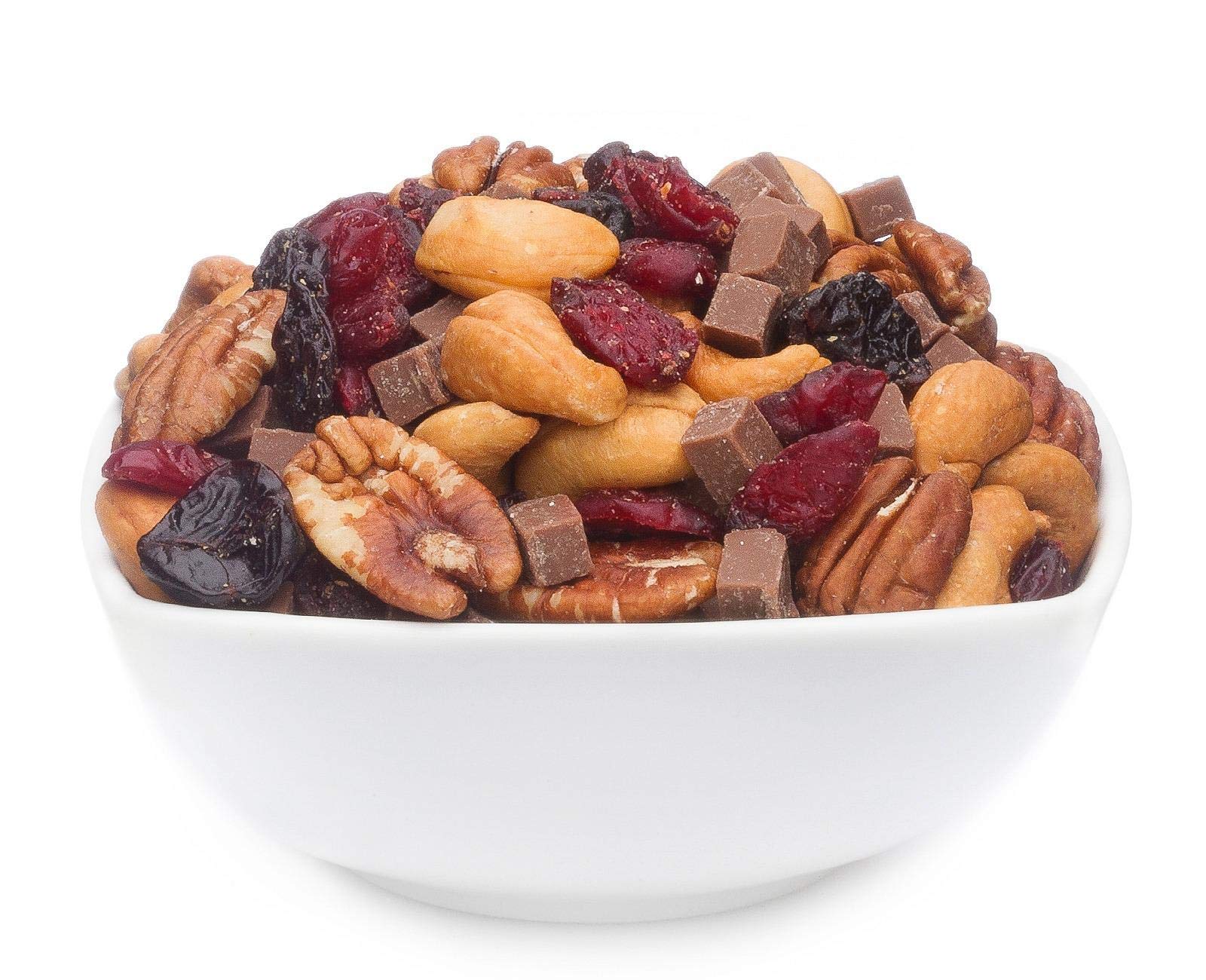 1 x 3kg Nussmischung Premium Studentenfutter mit Würfelschokolade & Trockenfrüchte Pekannuss Cashew Kirsche Cranberry ohne salzzusatz vegetarisch glutenfrei