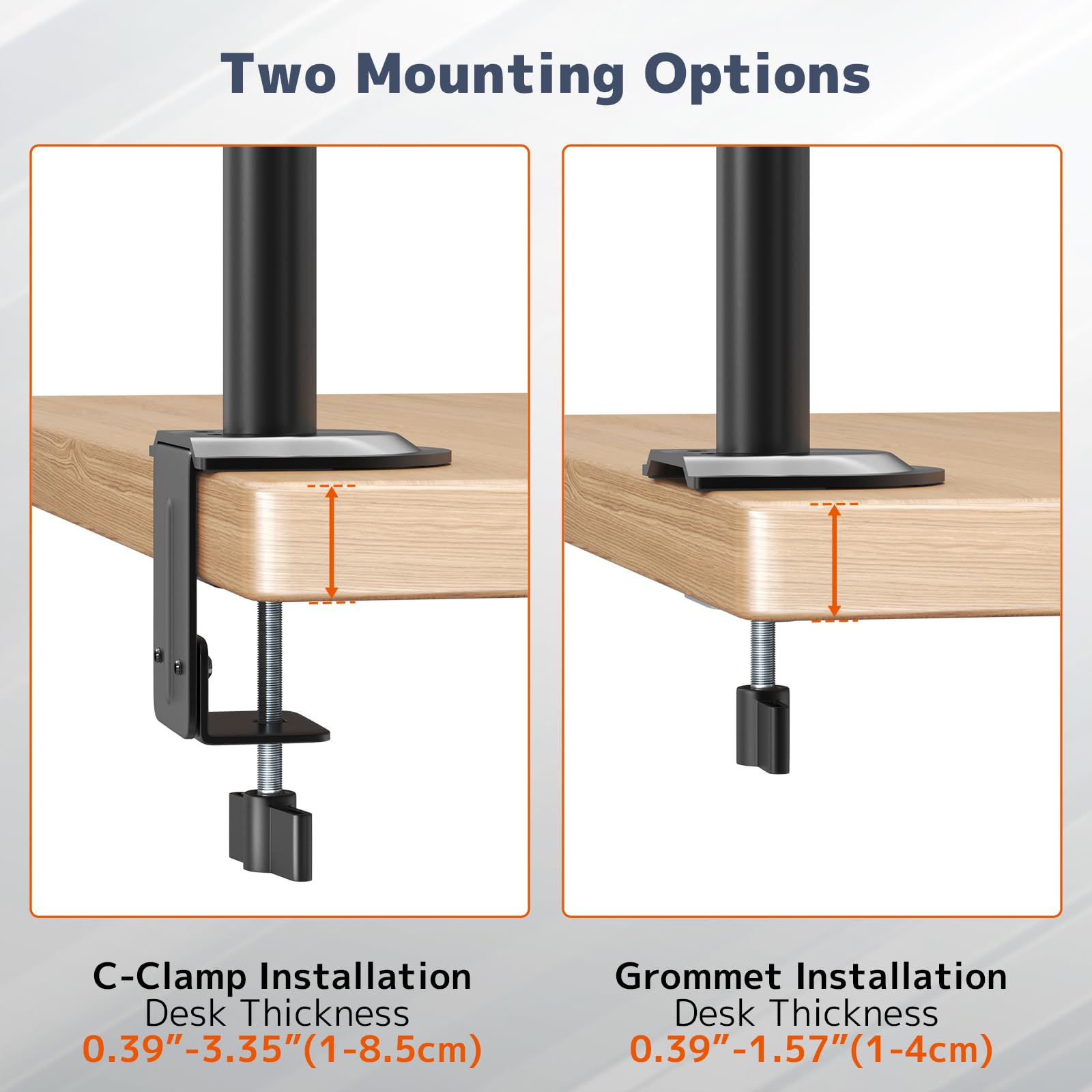 Supporto per Monitor PUTORSEN 2 Monitor per Schermi da 17-32 Pollici, Supporto per Monitor 2 Monitor Regolabile in Altezza con 9 kg per Braccio, VESA 75/100 mm