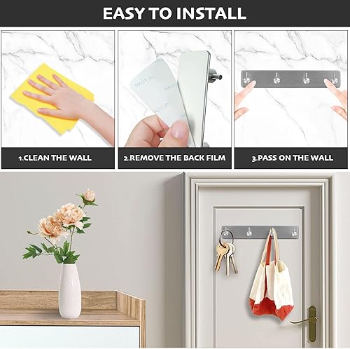 Miniatura 3 de Wapodeai Ganchos de pared para colgar, 4 ganchos, adecuados para oficina, vestíbulo, cocina, pasillo.