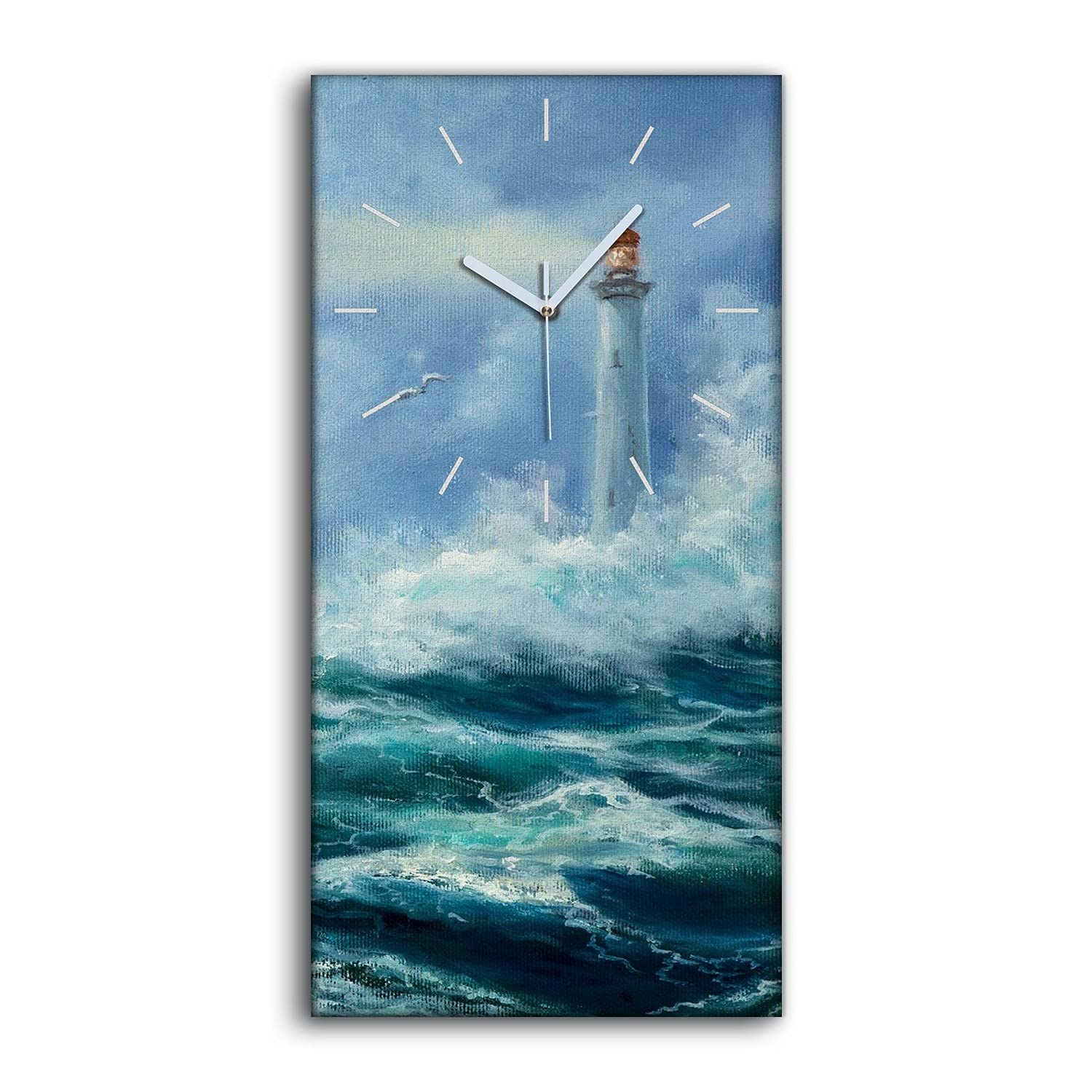Horloge sur Toile Salon Moderne Décoration Grand Format Image Mer et Phare de Bretagne