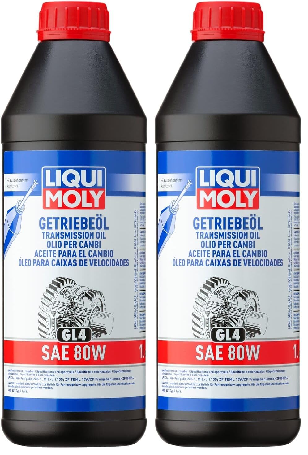 LIQUI MOLY Getriebeöl (GL4) SAE 80W | 1 L | Getriebeöl | Hydrauliköl | Art.-Nr.: 1020 - 3