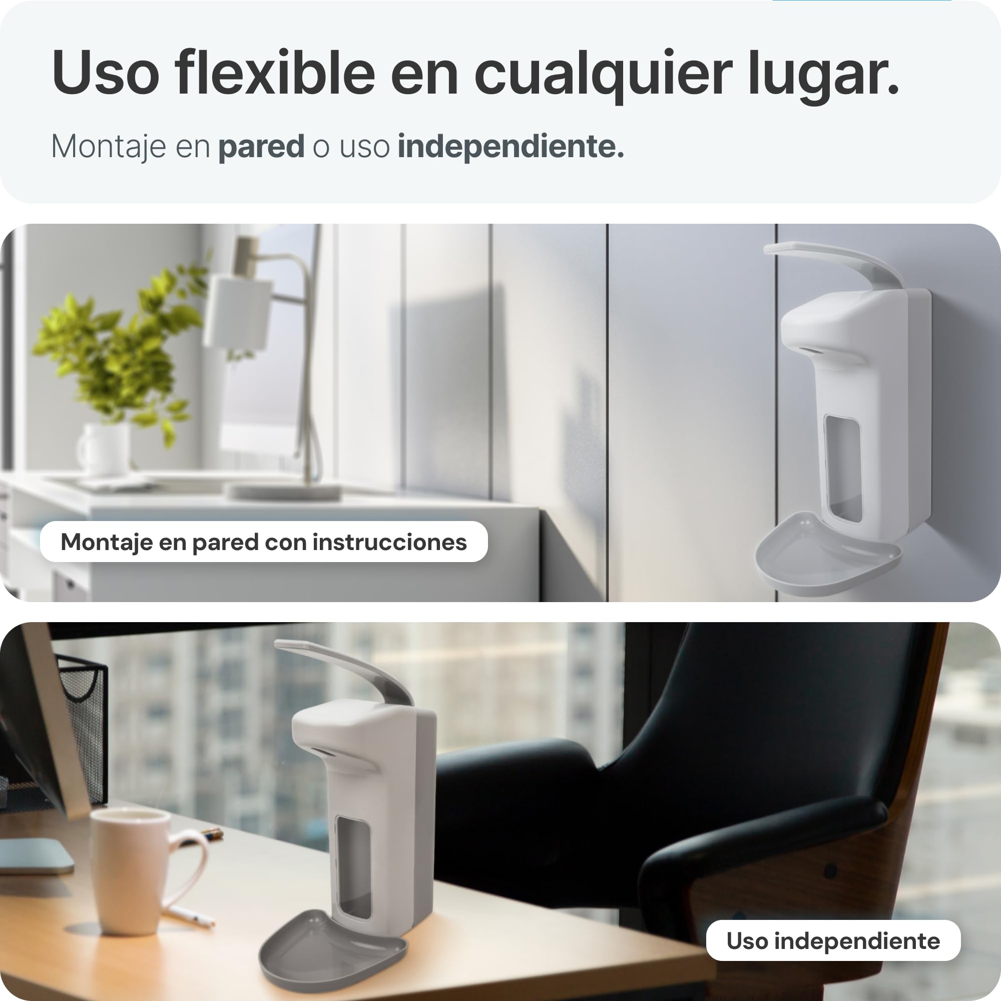 ARNOMED 4 dispensador jabon baño Pared de plástico para 1000ml, dispensador jabon Pared de Palanca, dispensador de jabon Pared Blanco, dispensador Vertical de jabón sin taladrar